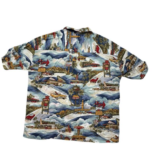 HUMMINGBIRD Aloha Surf Vintage Cars Print Button Up Shirt Size XXL Mens *READ* - Picture 2 of 7